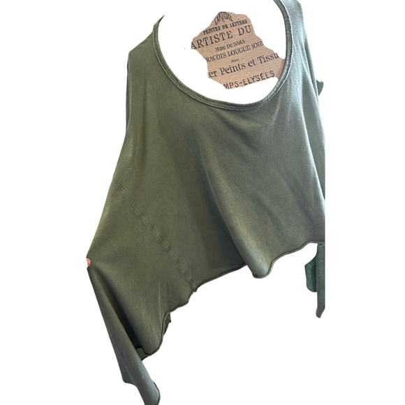 Free People Women's Angel Cotton Handkerchief-Hem Angel T-Shirt Green M - Picture 3 of 6